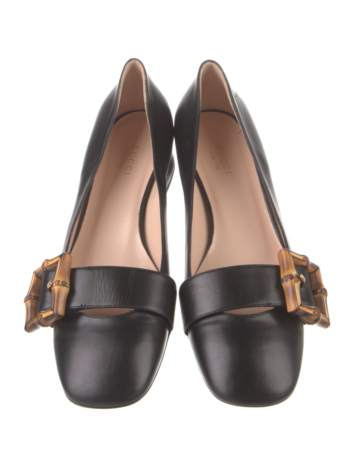 Gucci Bamboo Accent Leather Ballet Flats
